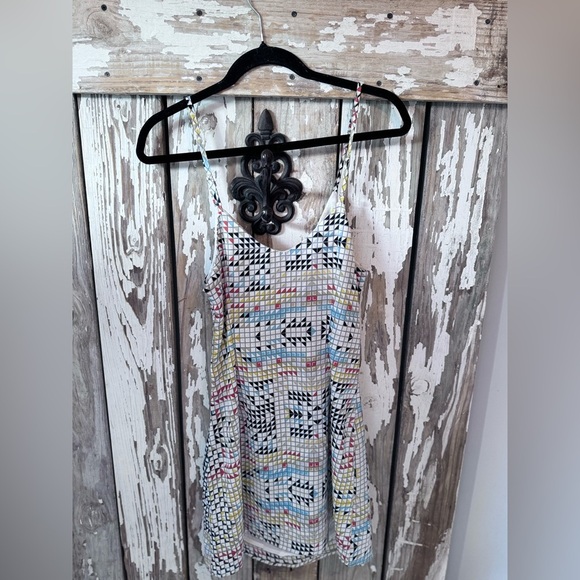 Pretty Garbage Geo Print Ruched Mini Dress size Small NWT Side zipper, Lined - Picture 6 of 9